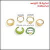 Klaster pierścienie Biżuteria Europejski Colorf Koraliki Ryż Kwiat Geometryczny Serce Szerokie Linie Open Finger Kobiety Wakacje Party Prezent Gold Ring Sets Aess