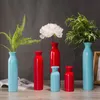 Vase de céramique minimaliste moderne de style européen bleu / blanc / rouge Glaçure de mariage Fleurs séchées Vase Accueil Décoration Cadeaux
