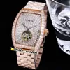 TWF V2 CINTREE Curvex Automation Tourbillon Mens Watch Pasted Baguette Cut Diamonds Dials 18K Rose Gold Braceet из нержавеющей стали Super Edition Часы Hello_Watch