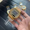 Erkekler Spor Kuvars İzle Clear Gold Square 5000 İzle Tam Öne Çıkan Dünya Time Led Otomatik El Yükseltme Işık Meşe Serisi