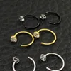 HENGKE Zircon Nose Ring U shaped Horseshoe ring piercing jewelry BCR eyebrow nail Lip Clear Gem 316L Stainless Steel Black Gold