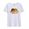 Mode Ontwerp T-shirts voor Dames Roze Angel Patroon Print T-shirt Korte Mouw Tops Plus Size Vrouwelijke Tshirt Tshirt WC70