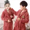 Arrival Flannel Bathrobe for Boys and Girls Hooded Bear Bathrobes Kids Baby Dressing Gowns Children Winter Sleepwear 4-14T 211130