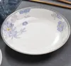 Elegant blomma Dinner program Set Porslin Kinesisk Ljus Lyx Bone Kina Middag Set Plate Dishes Pott Bowl Spoon för 10 personer