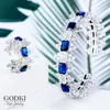 Brincos de colar Definir Godki Luxury Geometry Bangle Sets Fashion Dubai White Bridal Jóias para mulheres Casamento Brincos para como Mulheres