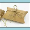 Gift Party Party Supplies Festive Home Garden Cute Kraft Paper Pillow Favor Box Casamento Favor de doces Bolsas de suprimentos entrega