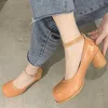 Rimocy Patent Leather Mary Jane Shoes Women Cute Round Toe Thick Heel Pumps Woman Fashion Ankle Buckle Single Ladies 210528