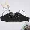 Frauen Plus Größe abgeschnitten BH Perlen Strass Mieder Perlen Push Up Bralette Nachtclub 2021 X0726