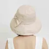 2021 nouveau chapeau de pêcheur arc couleur unie été coréen grand bord chapeau de soleil Anti UV loisirs de plein air casquette de plage G220301