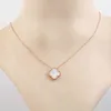 Wholale Ladi Clover Shell Pendant Stainls Steel 18K Rose Gold Women Necklace2484049