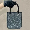 Diamond Small Satin Crystal Totes Duchesse Sparkly Party Bags Pointed Sequined Designer Handbags Adjustable Calf Leather Strap Sho293s