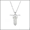 Pendentif Colliers Pendentifs Bijoux Forme Réel Améthyste Cristal Naturel Quartz Point De Guérison Chakra Perle Pierre Précieuse Opale Pierre Chaîne 2172 Q2