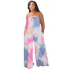 Women's Jumpsuits & Rompers Sexy Wrap-around Tie-Dye Wide Leg Women Pants Plus Size Multi Colors European American Lady Clothes