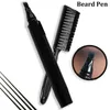 Remplisseur de stylo de mise en forme de barbe étanche à 4 pointes de fourche avec brosse de coiffage pour hommes A0ND