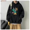 men Hodiesr hooded sweatshirt graphic clothe couple loose dinosaur cartoon trend all-match Hong Kong style student jacket 210526