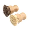 Brosse de nettoyage en bois portable, manche rond, pot en sisal, plat de palmier, bol de poêle, brosses de nettoyage, corvées de cuisine, frotter LLD9872