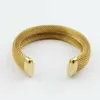 Brazalete de acero inoxidable de malla con dije para mujer, joyería para mujeres y niñas, brazalete abierto de alambre único de moda para fiesta, boda Q0719