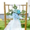 Kreativ bröllopsstol täcker dekorativa blommor utomhus fotografering simulering stol tillbaka blomma hotell stolscover dekorationer bukett w-00969