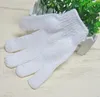 2021 Vit Nylon Kroppsrengöring Duschhandskar Exfoliating Bath Glove Fem Fingrar Bad Badrum Handskar Badborstar Hemleveranser