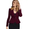 2019 Kobiety Formalne Garnitury Workwear Office Damskie Panie Solidna Szczupła Z Długim Rękawem Pojedynczy Mały Garnitur Kobiece Blazers Feminino M197 X0721