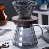 Pour Over Coffee Set V02 Dripper 600ml Coffee Server Glass Funnel Drip Coffee Maker V60 Filter Brewing Cup with Wooden Holder 220309