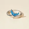 Кластерные кольца Серебро Цвет Творческий Девушка Голубой Рыбный Хвост Смола