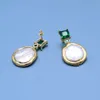 GuaiGuai Jewelry Natural Freshwater Cultured White Keshi Coin Pearl Green Crystal CZ Gold Color Plated Stud Earrings Cute For Wome8013131