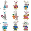 NUOVA decorazione per feste Ornamenti pendenti in legno di Pasqua, Etichette a tema Coniglietto per la decorazione da appendere all'albero della parete di casa Regalo RRA11292