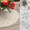 Árvore de Natal Saias Faux Pele Branco Plush Dourado / Prata Floco de Newflake Árvore de Natal Mat Árvore Saia Xmas Decorações De Festa de Ano Novo 201017