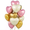 10pcs / set 18 POUCES Multi Or Rose Coeur Feuille Ballons Hélium Ballon Décorations De Fête D'anniversaire Enfants Adulte Mariage Saint Valentin Ballons