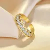 Anello da donna con diamanti a fascia, dito, aperto, regolabile, in oro, con anelli a grappolo, coda di fidanzamento, regalo di gioielli di moda