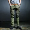 Мужские джинсы армии зеленые ретро тощие мужчины одежда мода молния локомотив джинсовые джинсовые брюки джинсовые хип-хоп брюки