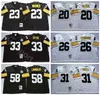 Chen37 NCAA Football 58 Jack Lambert 31 Donnie Shell Jerseys 26 Rod Woodson 23 Mike Wagner 33 Merril Hoge 20 Rocky Bleier Man Vintage Black White