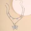 Hänge halsband mode smycken kreativ produkt glas strass flerskikt halsband enkla fjärilskvinnor