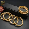 Aniid 4pcs / set 24k Dubai Guldpläterad Bangle Armband för kvinnor Etiopiska Arabiska Afrikanska Indiska Bröllop Brud Smycken Gift 220222