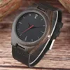 Donkere houten horloges luxe natuur hout bamboe quarzt horloge heren lederen hoge kwaliteit mannelijke vrouwelijke unisex klok + geschenk tas