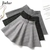 Jielur Plaid Gonna Donna Inverno Slim Nero Saia Faldas New Chic Mini Gonna A-line Alta Wiast Zipper Gonne Donna Autunno S-XXL 210310