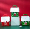 Christmas Gift Packing Box Children Candy Package Boxes Xmas Party Decoration House Shaped Portable Storage Organizers Red Green Colors