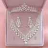 Moda Bridal Wedding Jewelry Sets Kobiety Perły Korona i Tiaras Drop Kolczyki i Naszyjnik Zestawy Dziewczyny Akcesoria Ślubne Brithday Party