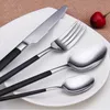 Genuine Top Quality Dinnerware Black Handle 4 Piece Stainless Steel Cutlery Set Western Dinner Service Tableware