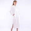 Long Hoodie Dress Women Autumn Winter Fleece Pocket Kawaii Vintage Casual White Split Maxi Hooded Sweatshirts Dresses Pullovers 210927