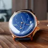 Wristwatches Reef Tiger RT Power Reserve Design Blue Dial Mechanical Watch Luxury Genuine Leather Strap Waterproof Mens Automatic209b