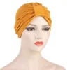 Beanie/Skull Caps Multicolor Front Knot Fashion Turban Hat Cross pannor Big Bow Turbans For Women Headwrap Muslim Davi22