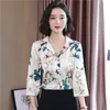 Korean Fashion Silk Women Shirts Woman Tops Satin Blouse Plus Size Elegant Office Lady V Neck 210531