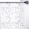 CDIY Embroided Leaves Short Curtain For Kitchen Living Room Tulle Window Sheer Voile Drapes Screening Treatment 210712