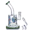 6.6 inch Height Blue Green Dark Green Blue Colorful Sticker Glass Water Bong Dab Rigs Bubbler 14.4 mm Banger In Stock