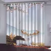 3Dリビングルームのカーテン写真印刷カーテンの窓の動物のキッチンカーテンの停電