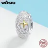 WOSTU 2019 New 925 Sterling Silver Sparkling Star Crystal Charm Beads Fit Bracciale Ciondolo Regalo di gioielli di moda originale CQC979 Q0531