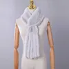 Winter Women's Genuine Real Rex Rabbit Fur Hand Knitted Scarf Scarfs Cowl Ring Scarves Wraps Snood Street Fashion Tassel 220114