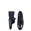 Mocassins Brogue noirs à franges avec pampilles, chaussures Derby en cuir de veau faites à la main pour hommes, chaussures de robe de mariée en peau de vache